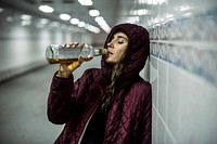 Homeless Alcoholic Drinking Alcohol