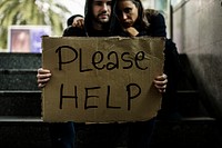 Homeless Hungry Couple Asking for Help