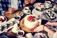 Friends Gathering Together on Tea Party Eating Cakes Enjoyment h