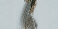 Back view of a bride in a wedding dress