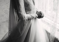 Attractive Beautiful Bride in a Wedding White Dress