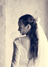 Attractive Beautiful Bride in a Wedding White Dress