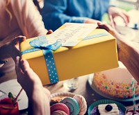 Giving Birthday Present Gift  with Wishing Card Celebration Part