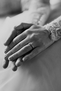 Attractive Beautiful Bride Showing Engagement Wedding Ring on Hand