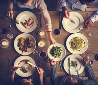 Friends Gathering Eating Food Together Happiness