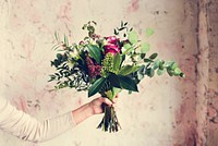 Woman Hands Holding Beautiful Flowers Bouquet