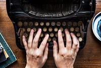 Hand Typing Retro Typewriter Machine Work Writer