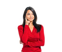 Young Casual Asian Woman Thinking