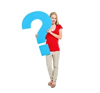 Women Holding Question Mark Symbol