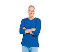 Confident Mature Man Standing with Arms Crossed