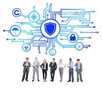 Group of Business People with Network Security Concept