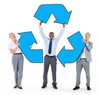 Group of BusinessPeople Holding Recycle Symbol