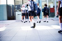 Group of students walking at school