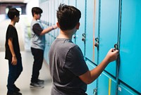 Students standing at the lockers