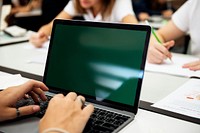 Students e-learning with a laptop