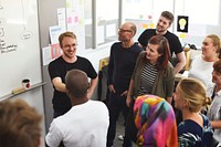 Group of diverse people attending startup business course