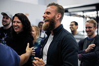 Group of diverse people attending startup business course