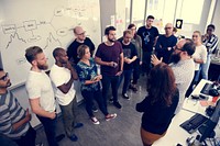 Group of diverse people attending startup business course