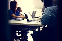 Group of diverse people attending startup business course