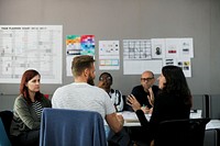 Creative people discussion together