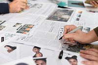 Startup Business People Working Checking Newspaper Information