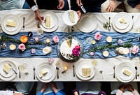 Aerial view of a table at a wedding reception