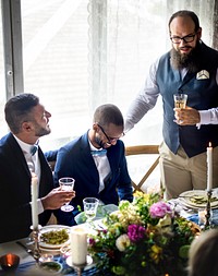 Man doing a toast at a wedding reception