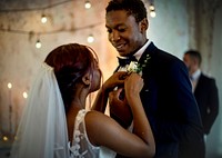 Newlywed African Descent Couple Together Wedding Celebration