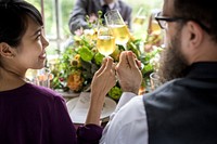 Group of Diverse People Clinking Wine Glasses Together