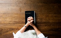 Senior woman prayer faith in christianity religion
