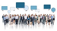 Multiethnic Group of Business People with Speech Bubbles