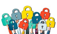 Group of Diverse People's Hands Holding Padlocks