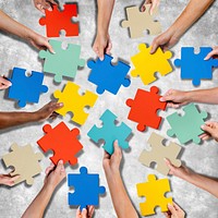 Corporate Connection Togetherness Map Jigsaw Puzzle Concept