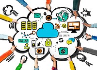 Diversity Hands Cloud Computing Data Support Volunteer Concept