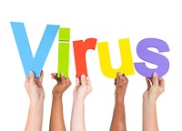 Diverse Hands Holding The Word Virus