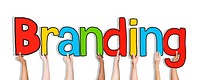 Diverse Hands Holding the Word Branding