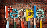 Multiethnic Group of Hands Holding Word People