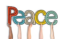 Group of Hands Holding Letter Peace