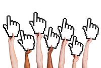 Multi-Ethnic Group of People Holding Cursor