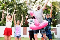 Group of diverse friends enjoying summer time