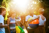 A diverse group of friends enjoying summer time together