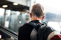 Young caucasian traveler in the airport