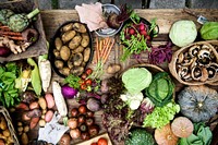 Fresh organic vegetable on the wooden table