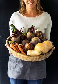 Whisk basket full of fresh produce