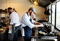 Group of chefs working in the kitchen