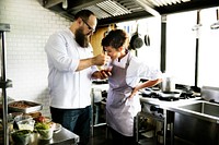 Chef cooking in restaurant kitchen