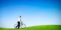 Green Concept Business Man Cycling Bicycle Outdoors Concept