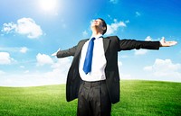 Businessman Business Success Happiness Field Concept