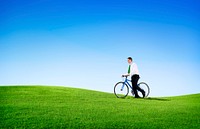 Green Concept Business Man Cycling Bicycle Outdoors
