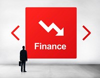 Falling Arrow Financial Icon Word Concept
